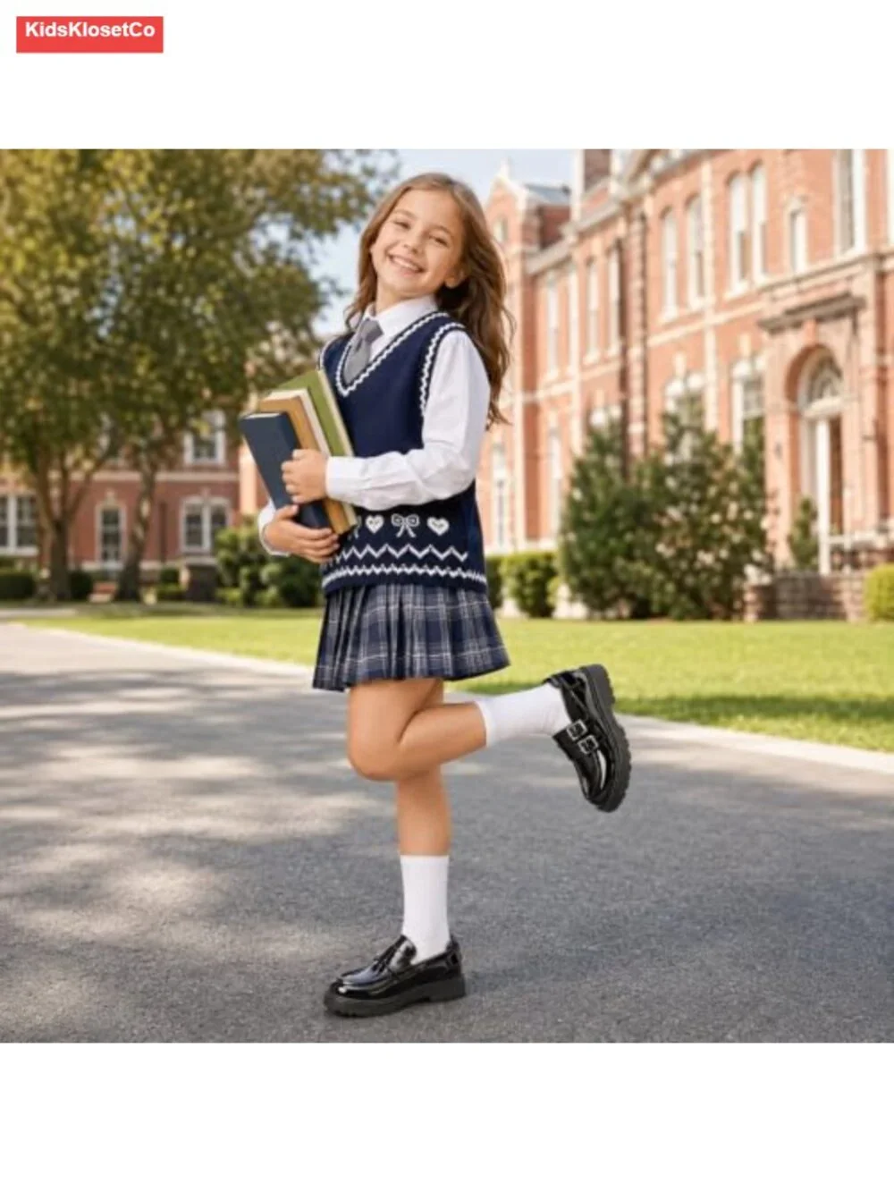 Girls Chunky Platform Loafers Round Toe School Uniform Slip On Dress Shoes